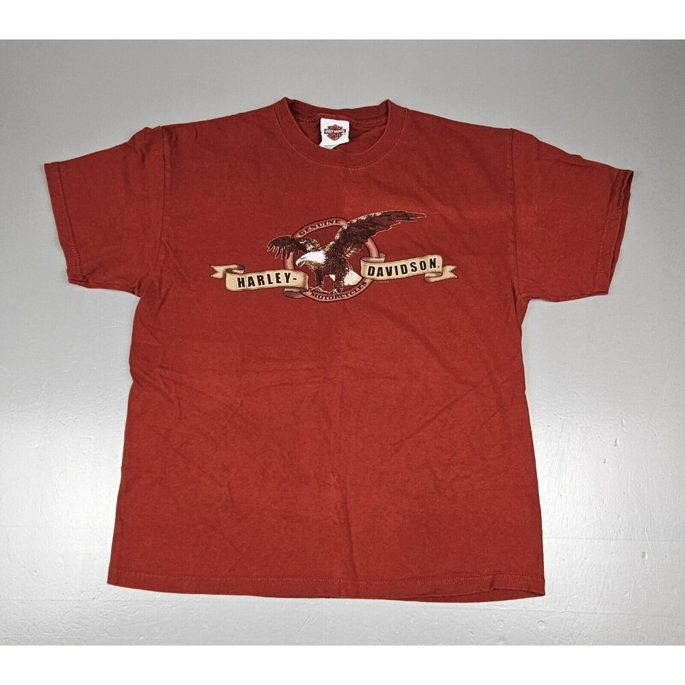 Harley Davidson Mens T-Shirt Lrg. Y2k‎ RawHide Olathe KS. Burgundy.
